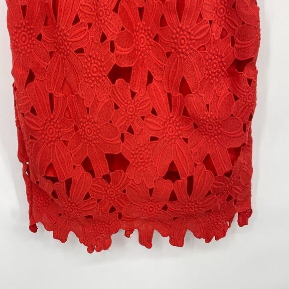 Saylor x Free People Erin Red Lace Strapless Knee Length Pretty  Dress Coral Red - Picture 4 of 15